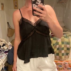 Black silk cami